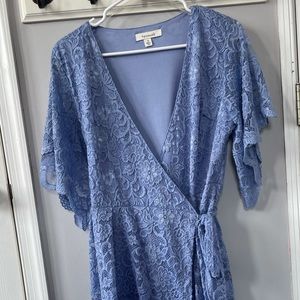 blue lace wrap dress